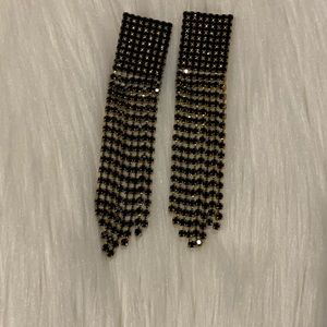Bebe Rhinestone Drop Tassel Earring